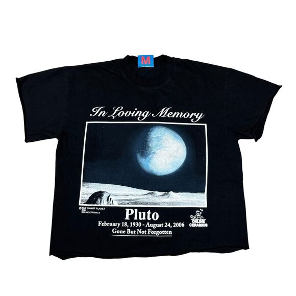 Online Ceramics In Loving Memory of Pluto RIP Pluto T Shirt Women's Medium Crop - Picture 1 of 10